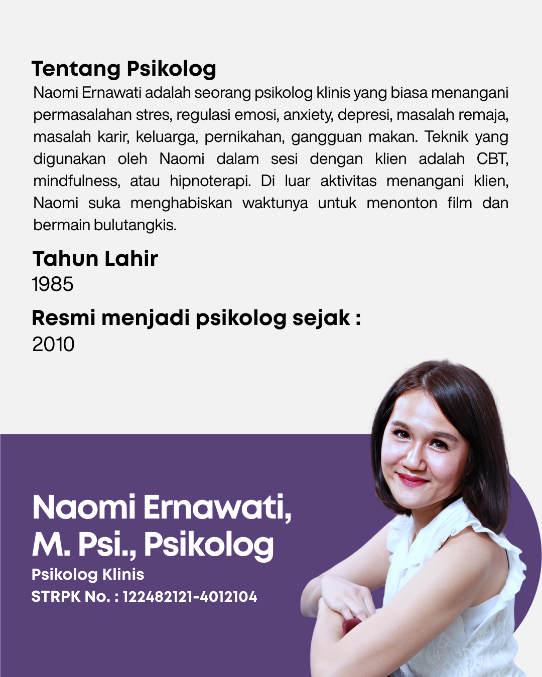 Foto 2 Brainspotting Therapy dengan Naomi Ernawati, M. Psi., Psikolog